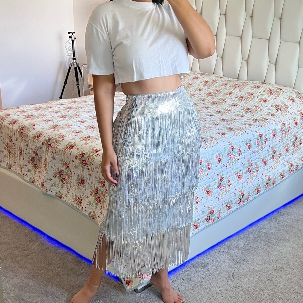 Zara Sequins Midi Skirt